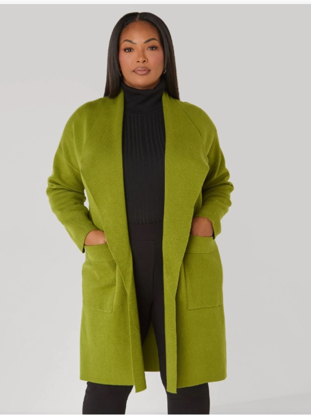 Ashley Stewart Women’s Calla Green Open Front Shawl Collar Cardigan NWT Sz 18/20